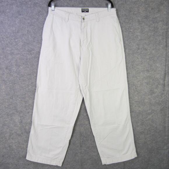 Polo Jeans Co Ralph Lauren Pants Mens 34x30 Khaki Beige Plain Front Chino Casual - Picture 1 of 12